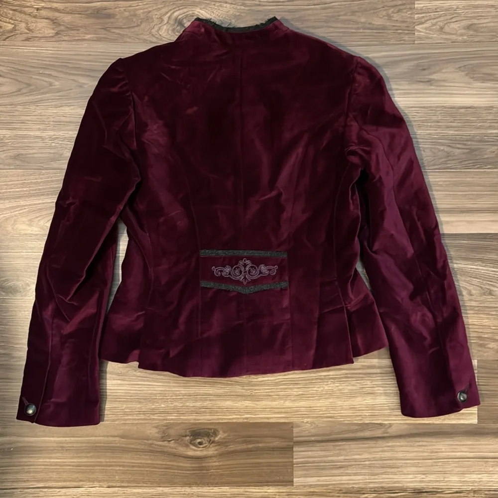 Robert Graham Velvet Deep Wine Purple Cropped Lined Pockets Button Up Jacket 4
